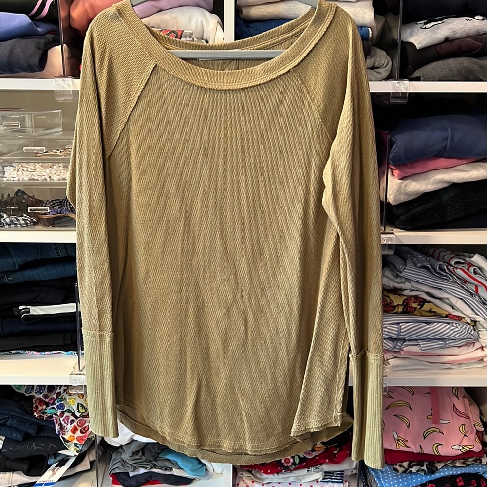 Free People cotton waffleknit long tunic thermal